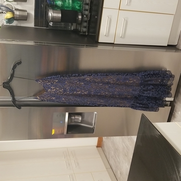 💕MOULINETTE SOEURS ANTHROPOLOGIE💕 Celestial Lace Maxi Dress Navy Blue 12 NWOT - Picture 8 of 14